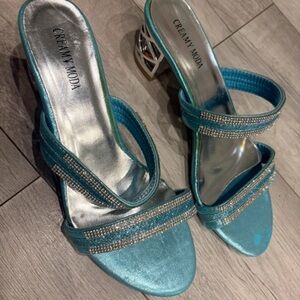 Teal Heels with Sparkling Accents